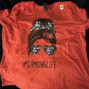 Red Camping Life MOM Shirt 2X NEW *Super Cute